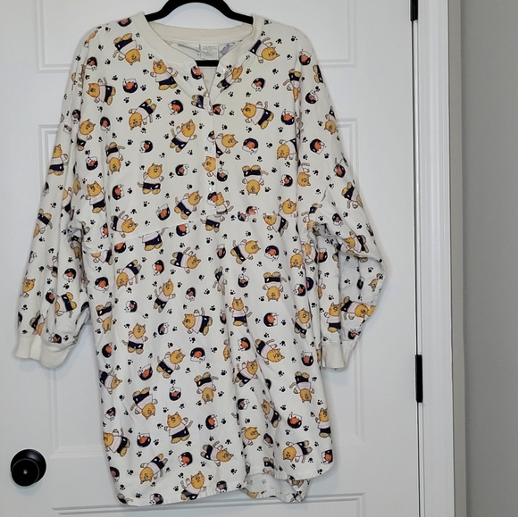 Vintage Simply Basic Cat Flanel Night Gown Pajamas XL - Picture 1 of 5